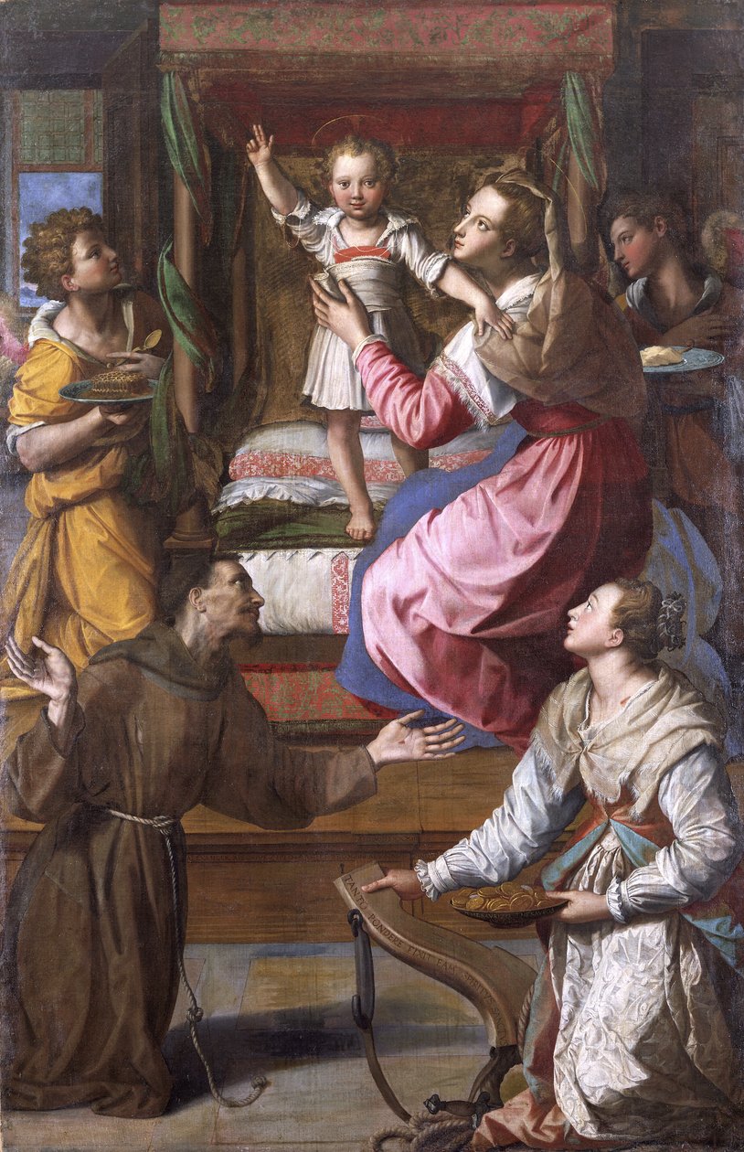 Panna s dítětem a svatí František a Lucie od Alessandro Allori