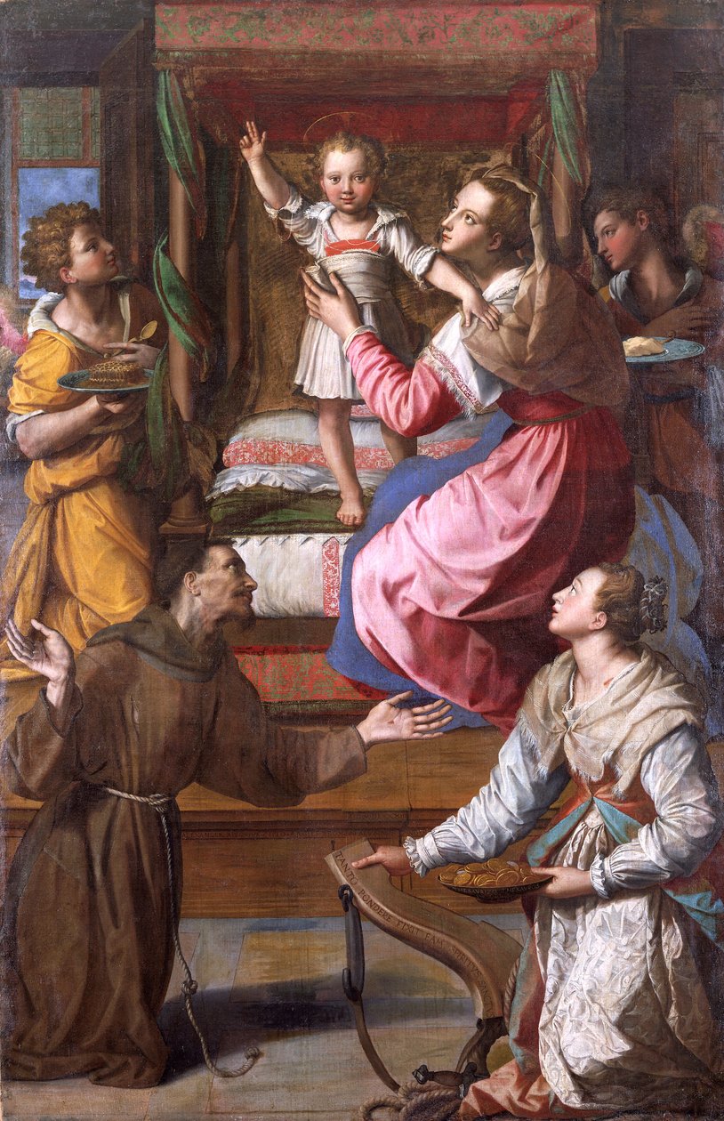 „Panna a dítě se svatými Františkem a Lucií“, 1583 od Alessandro Allori
