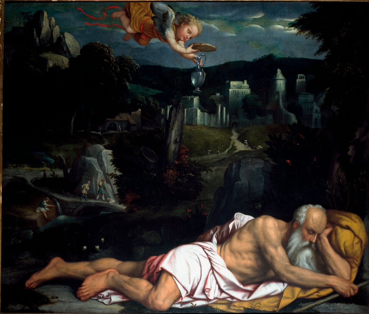 Elie spí Obraz od Alessandra Bonvicina dit il Moretto (1498-1554) Stará katedrála, Brescia od Alessandro Bonvicino Moretto