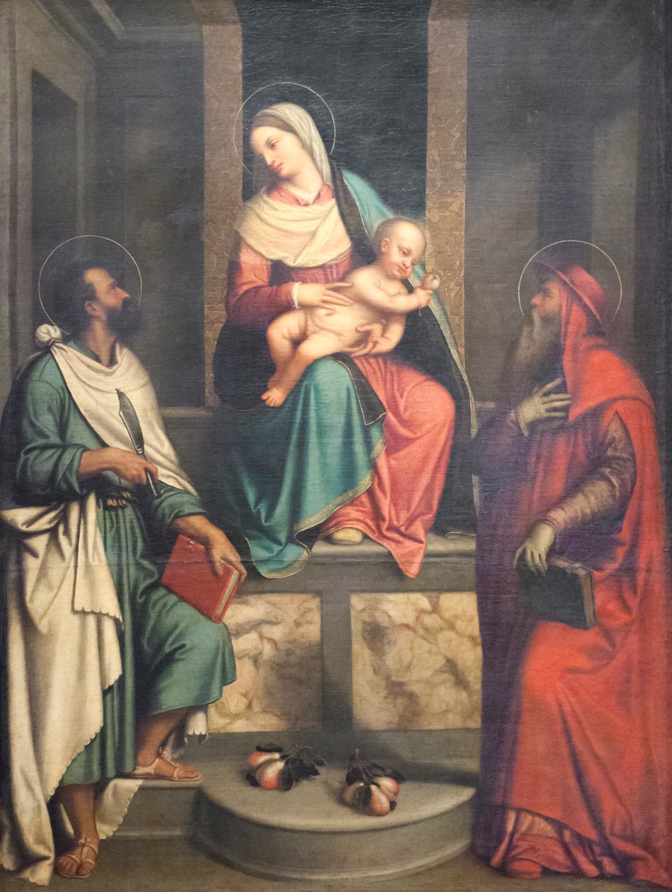 Madona s dítětem a svatými (olej na plátně) od Alessandro Bonvicino Moretto