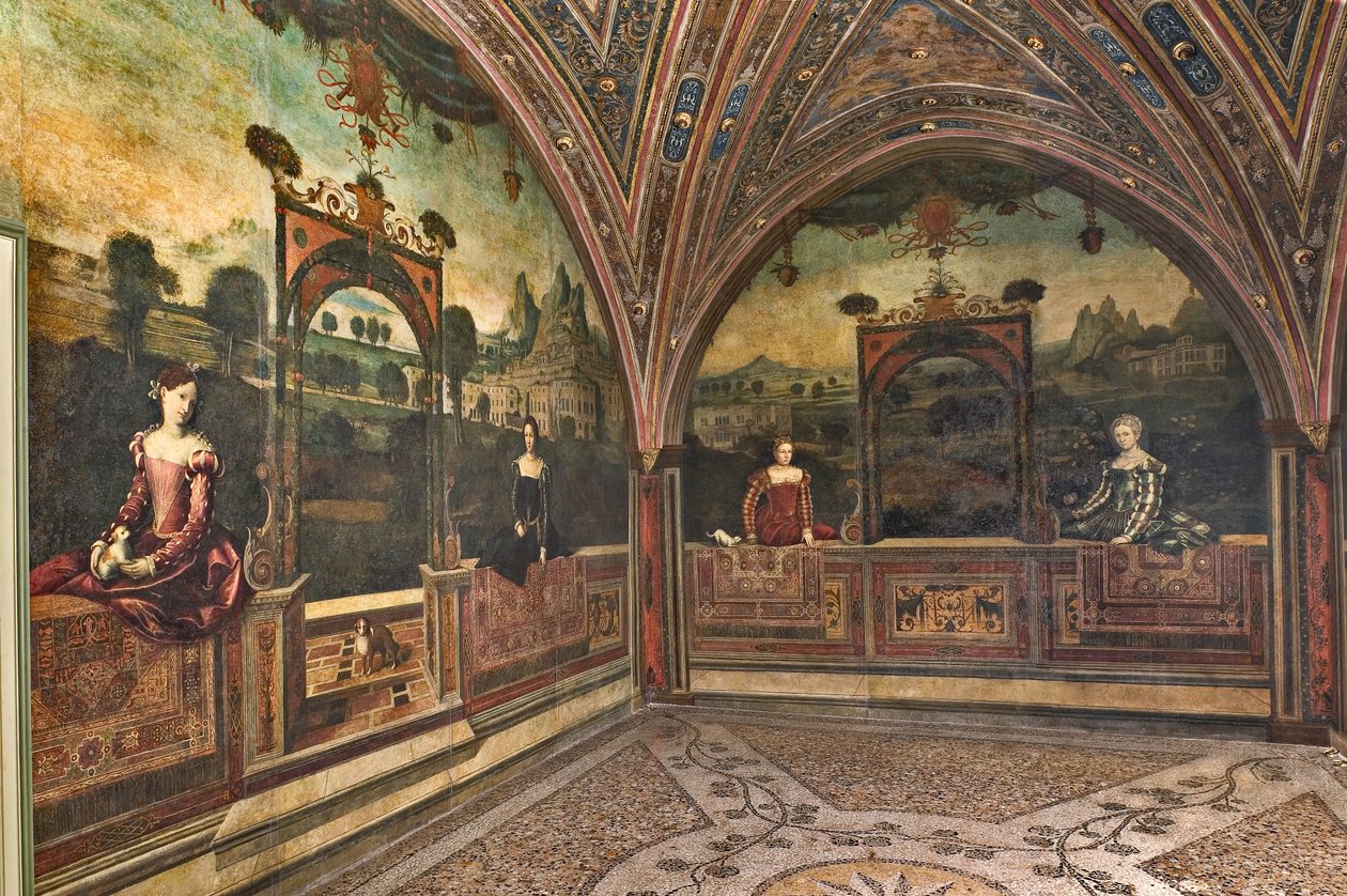 Malý pokoj vznešených dam (olej na plátně nalepeném na stěnách) od Alessandro Bonvicino Moretto