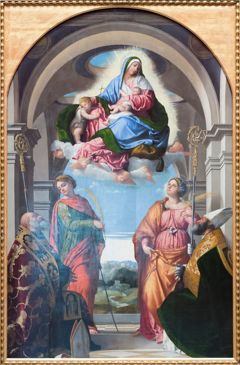 Panna s dítětem a svatý Jan od Alessandro Bonvicino Moretto