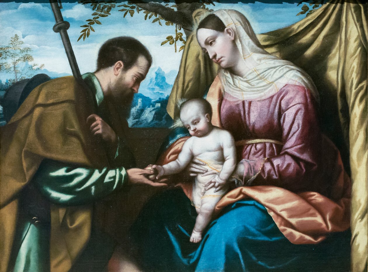Panna s dítětem a svatý Roch od Alessandro Bonvicino Moretto