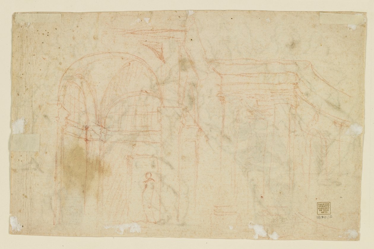 Studie andělů a amorů (recto); Architektonické studie (verze) od Alessandro Casolani