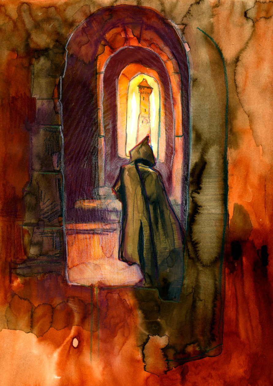 Mnich ve strašidelném zámku Ilustrace Alessandro Lonati od Alessandro Lonati