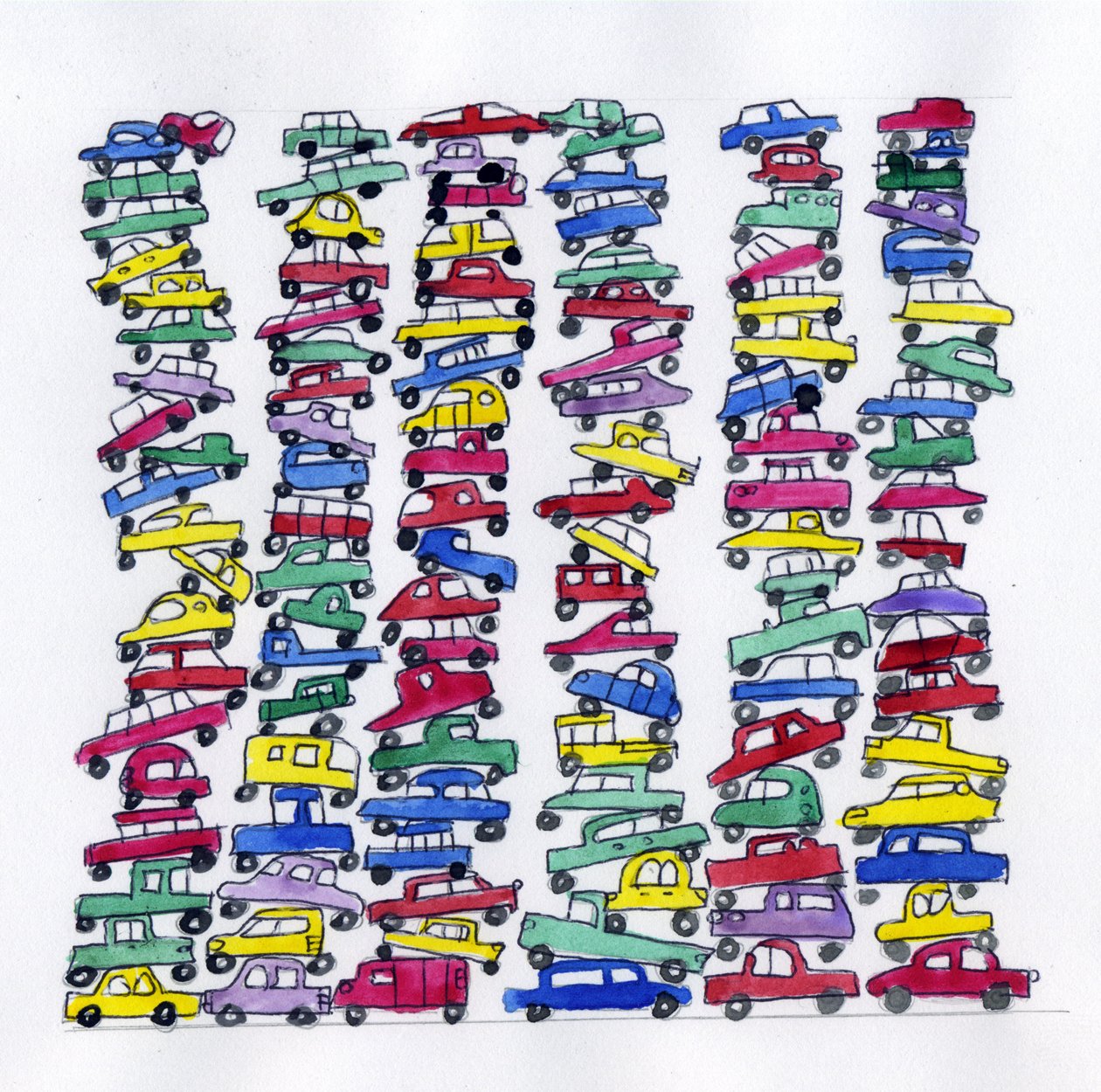 Ekologie, poradenství a ekonomika, dopad plánovaného zastarávání automobilů na životní prostředí Ilustrace Alessandro Lonati od Alessandro Lonati
