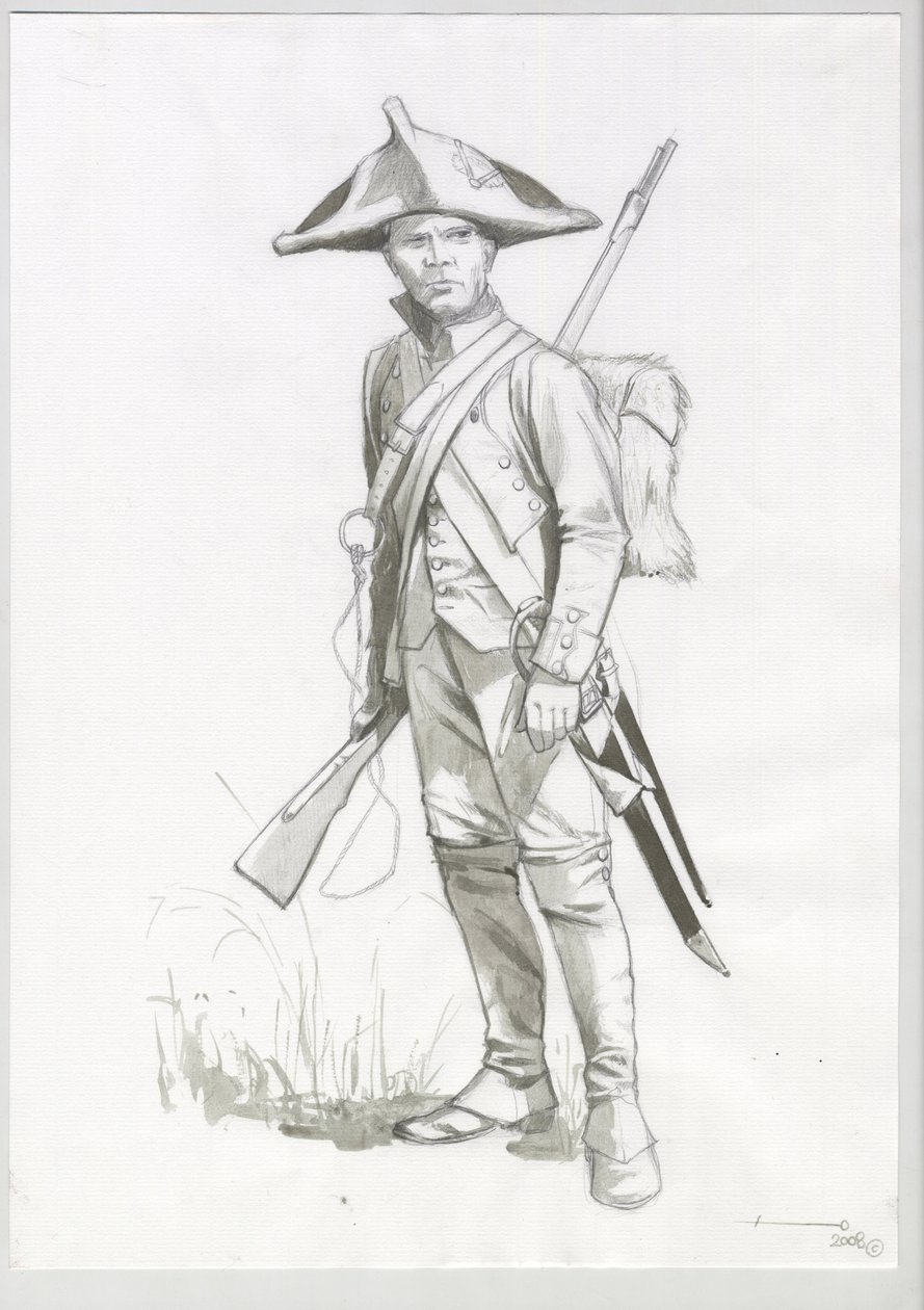 První císařství (1804-1814 a 1815): kostým vojáka napoleonské armády, francouzského střelce. Kresba Alessandro Lonati od Alessandro Lonati