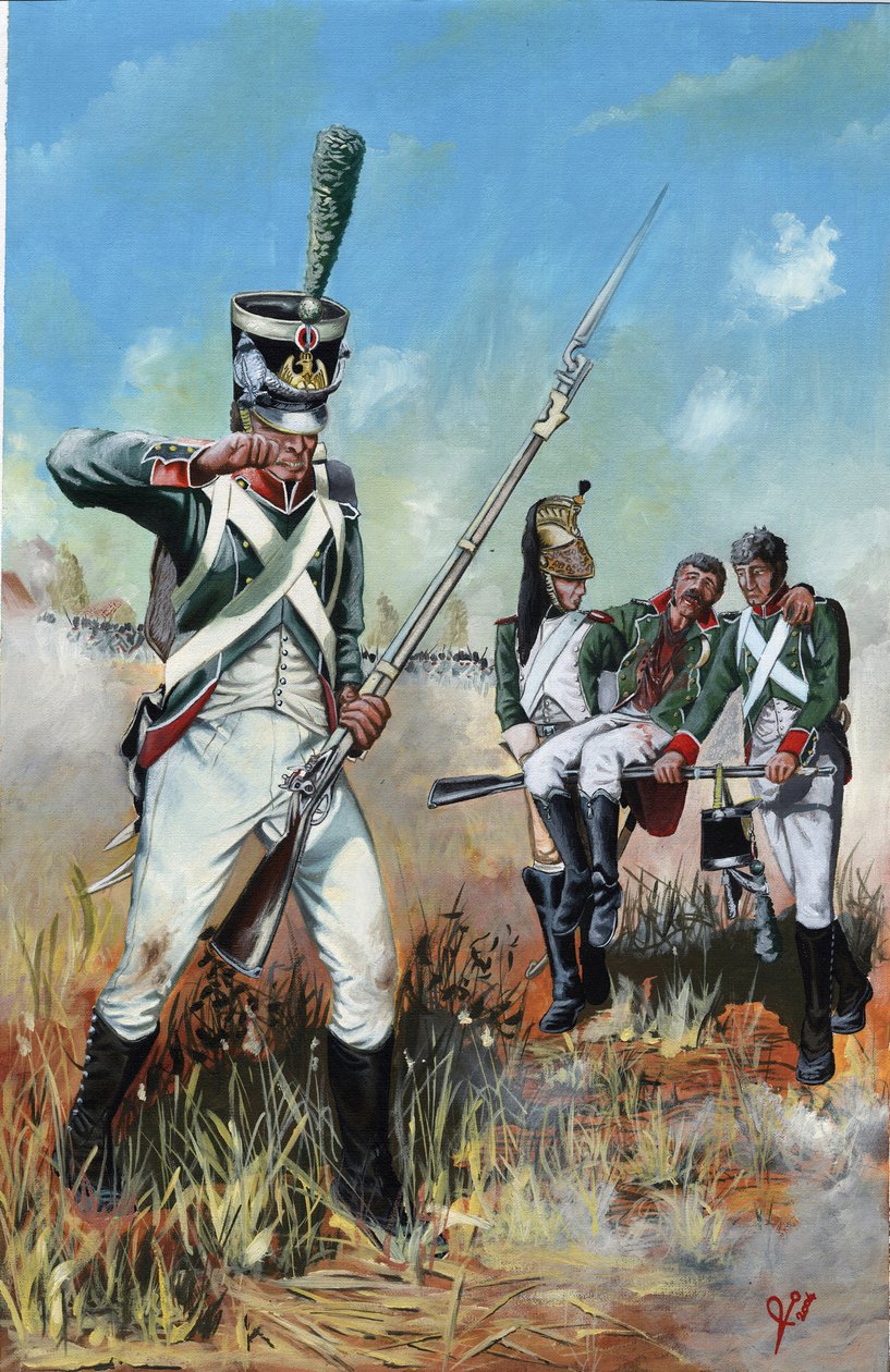 První císařství (1804-1814 a 1815): vojáci velké napoleonské armády v Itálii na pomoc zraněnému soudruhovi. Kresba Alessandro Lonati od Alessandro Lonati