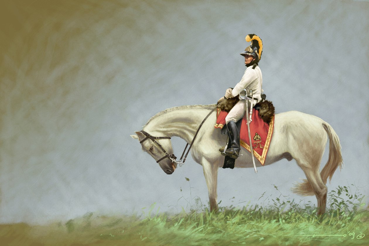 První císařství: voják rakouské jízdy. Kresba Alessandro Lonati od Alessandro Lonati
