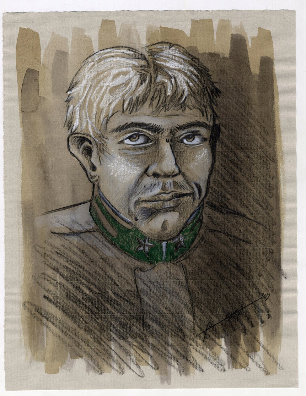 První světová válka 1914-1918: portrét mladého alpského loveckého vojáka (hunter-alpine) italské armády v roce 1915. Kresba Alessandro Lonati od Alessandro Lonati