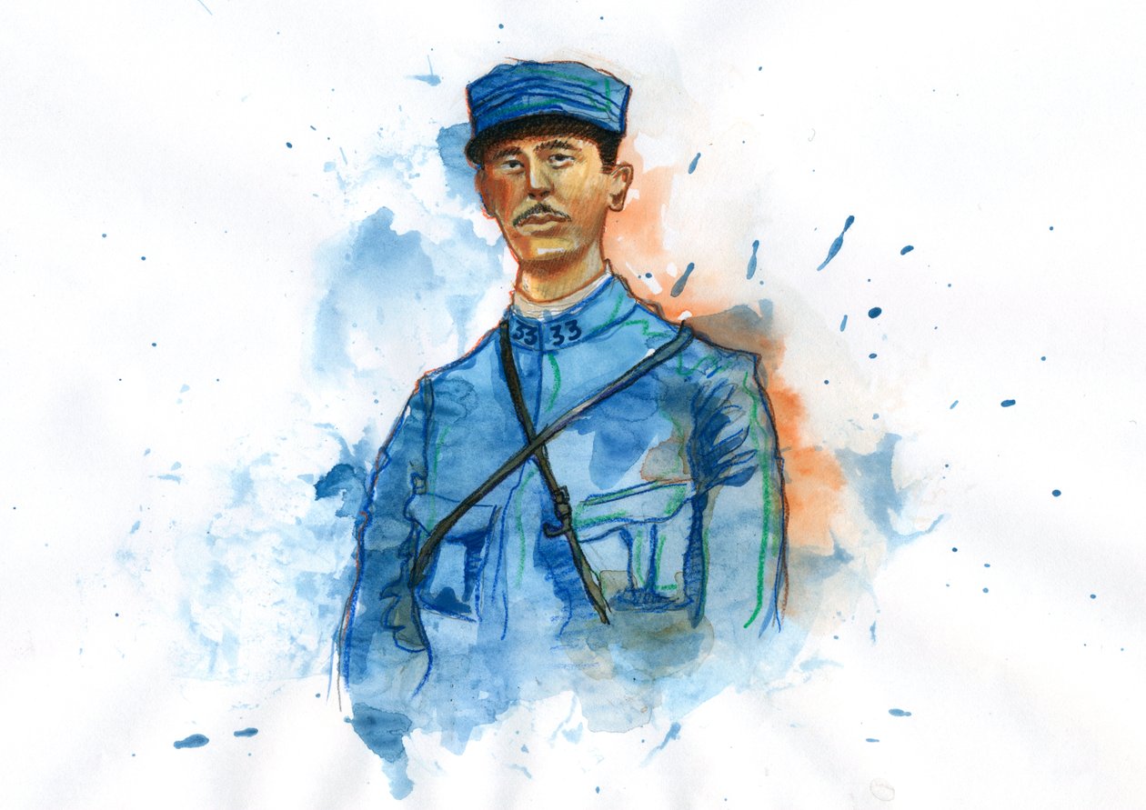 První světová válka: Portrét Charlese de Gaulla (1890-1970) v roce 1914 od Alessandro Lonati