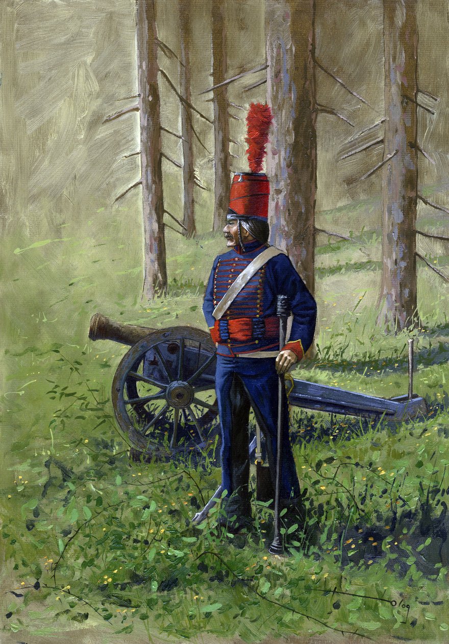 První impérium: příslušník revolučního dělostřelectva poblíž jeho děla. Kresba Alessandro Lonati od Alessandro Lonati