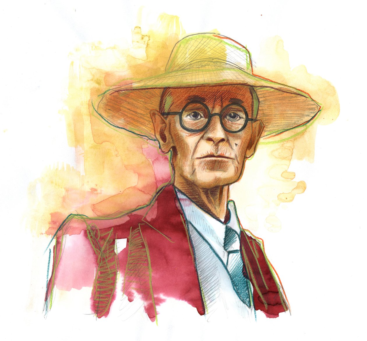 Hermann Hesse (1877-1962), německý prozaik, básník a esejista, poté Švýcar - ilustrace Alessandro Lonati od Alessandro Lonati