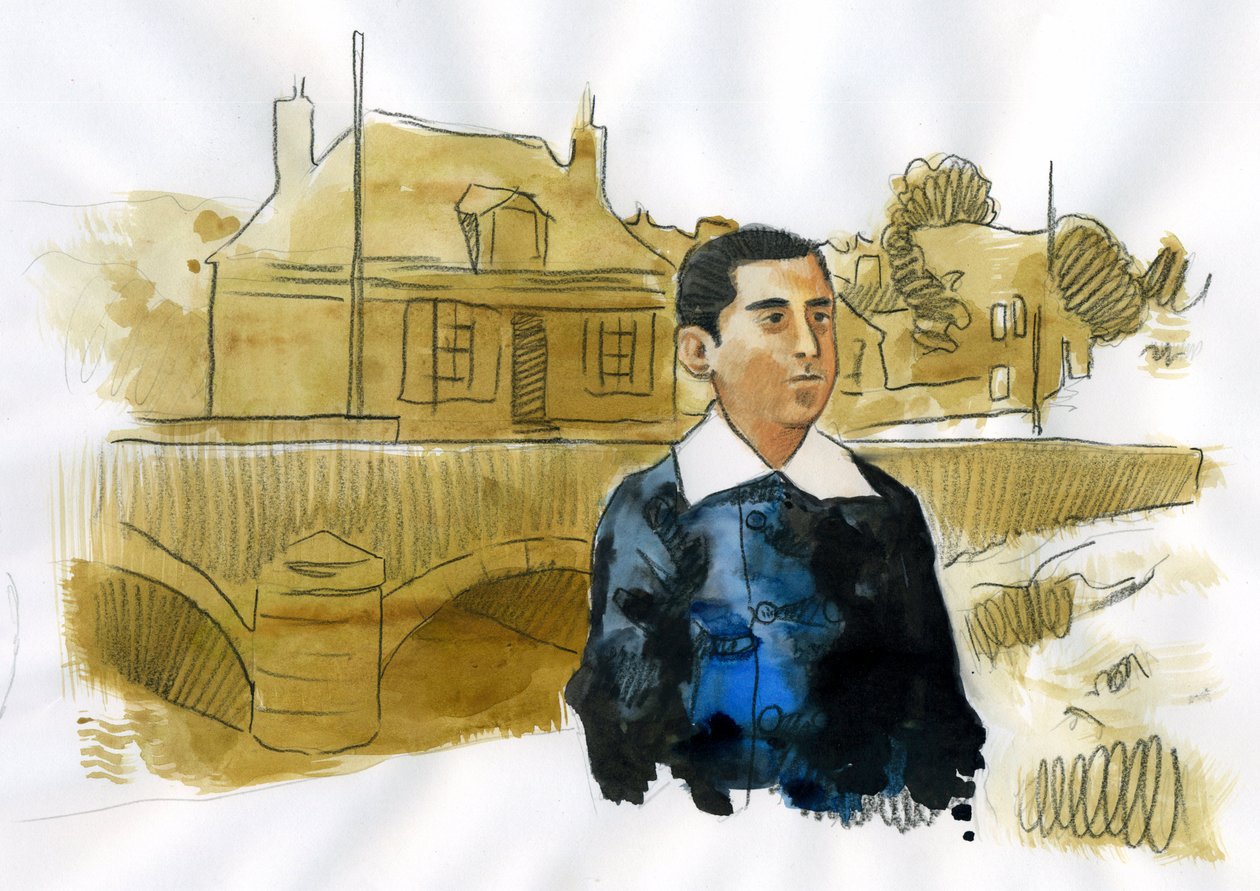 Marcel Proust mladý v Illiers Combray (inkoust na papíře) od Alessandro Lonati