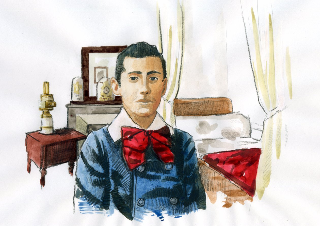Marcel Proust mladý v pokoji své tety Elisabeth (inkoust na papíře) od Alessandro Lonati