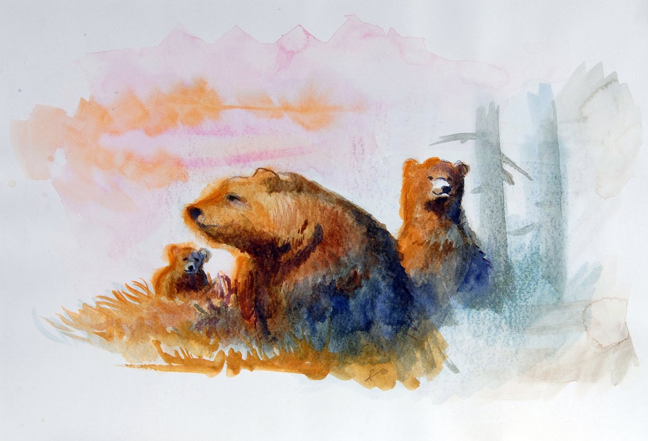 Přírodní medvědí rodina Ilustrace Alessandro Lonati od Alessandro Lonati
