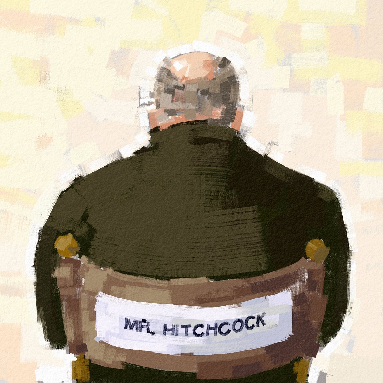 Portrét režiséra Alfreda Hitchcocka, 2023 (ilustrace) od Alessandro Lonati