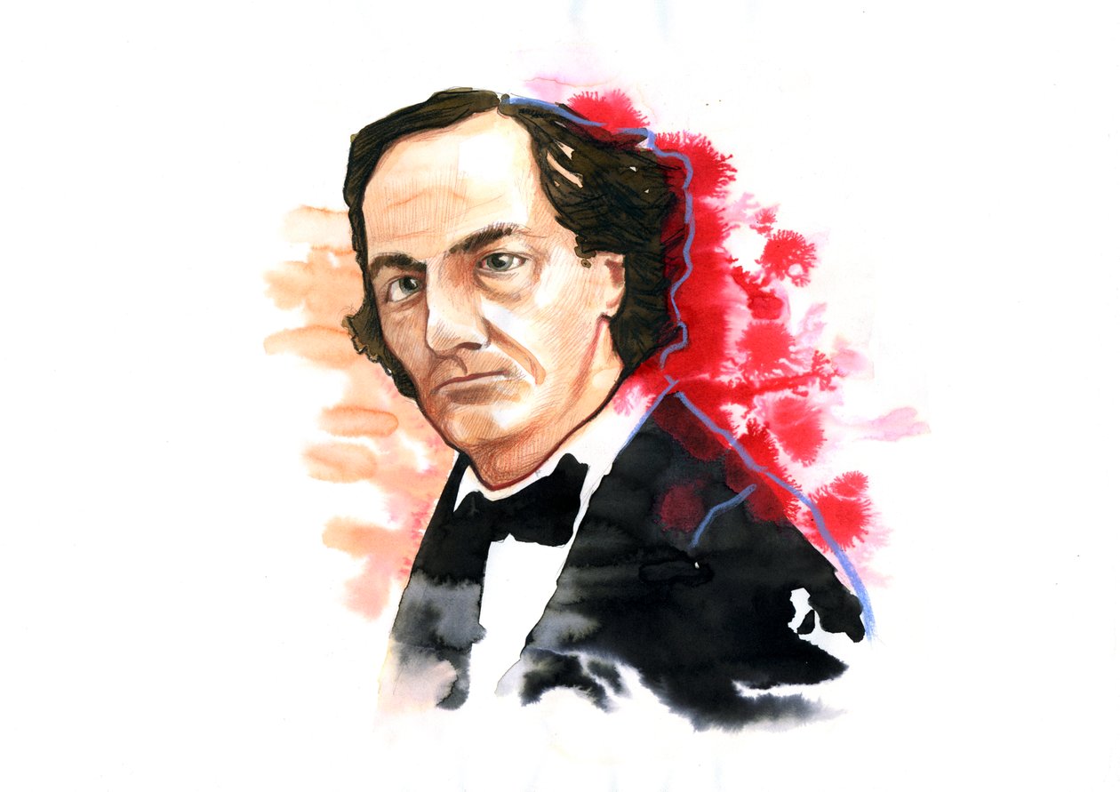 Portrét Charlese Baudelaira (1821-1867) (francouzský básník Charles Baudelaire) Kresba Alessandra Lonatiho od Alessandro Lonati