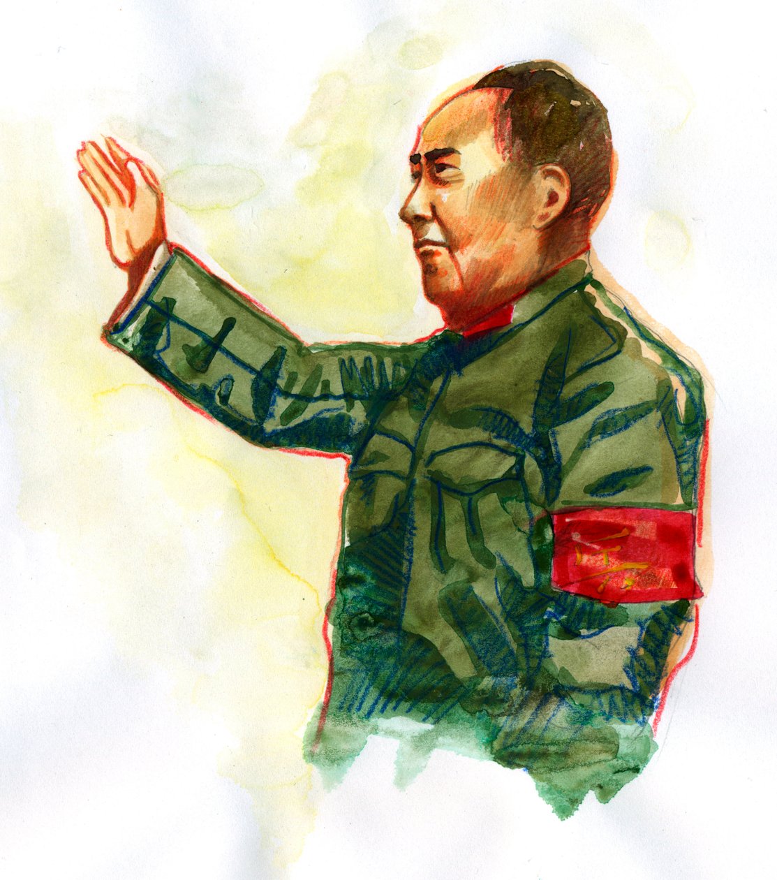 Portrét čínského komunistického revolucionáře a zakladatele Čínské lidové republiky Mao Ce-tunga od Alessandro Lonati