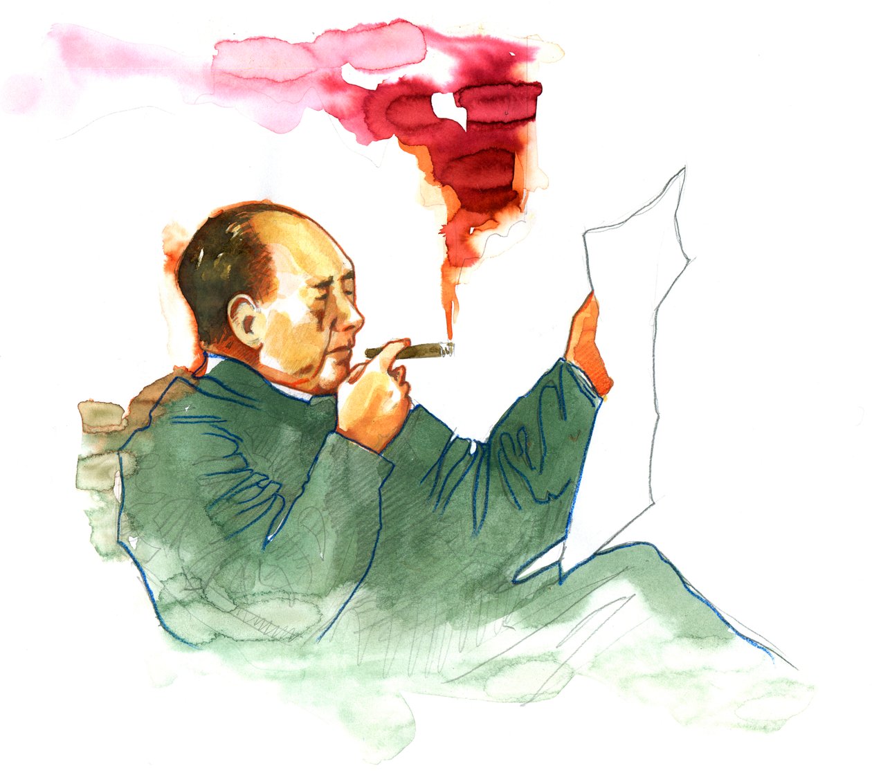 Portrét čínského komunistického revolucionáře a zakladatele Čínské lidové republiky Mao Ce-tunga od Alessandro Lonati