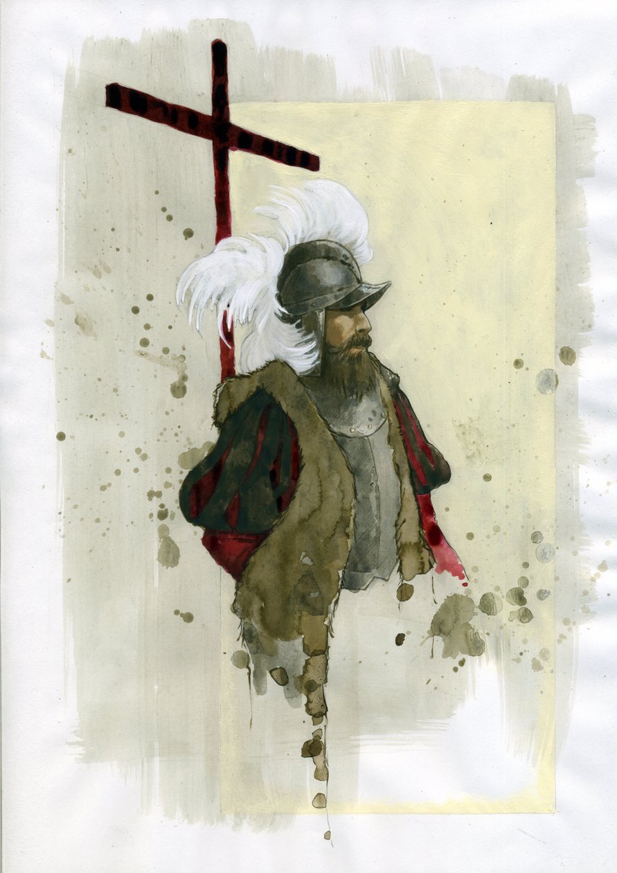 Portrét Fernandy Cortes (Hernan Cortes od Alessandro Lonati