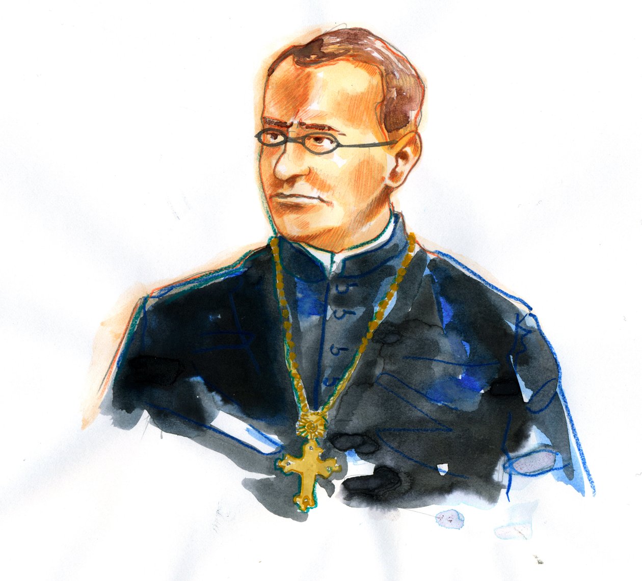 Portrét Gregora Mendela (1822-1884) katolický mnich a botanik zakladatel genetiky (Portrét Gregora Mendela německy mluvícího moravského vědce a augustiniánského mnicha, který se posmrtně proslavil jako zakladatel moderní genetiky) od Alessandro Lonati
