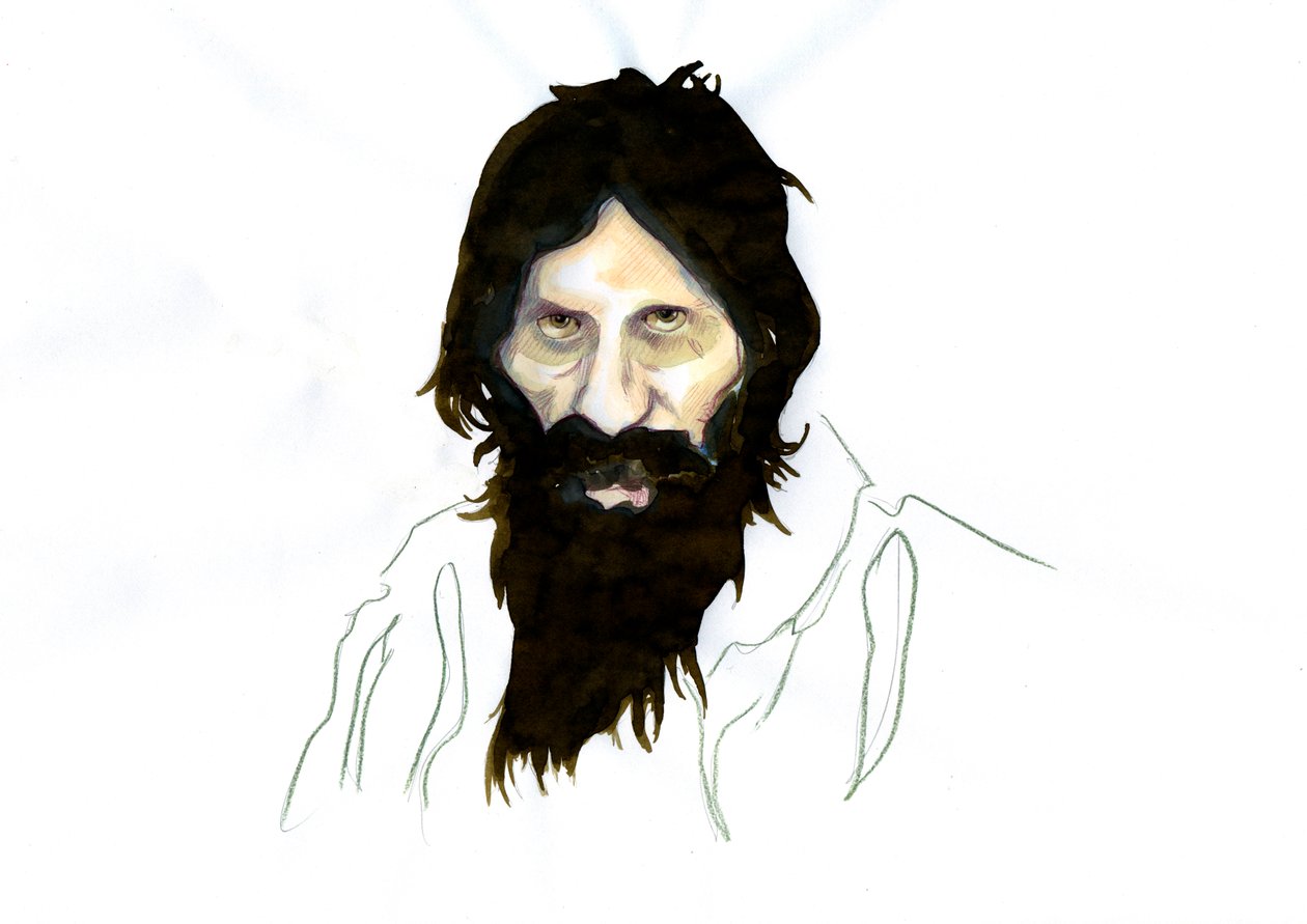 Muotokuva Grigori Jefimovitš Rasputinista (Rasputin od Alessandro Lonati