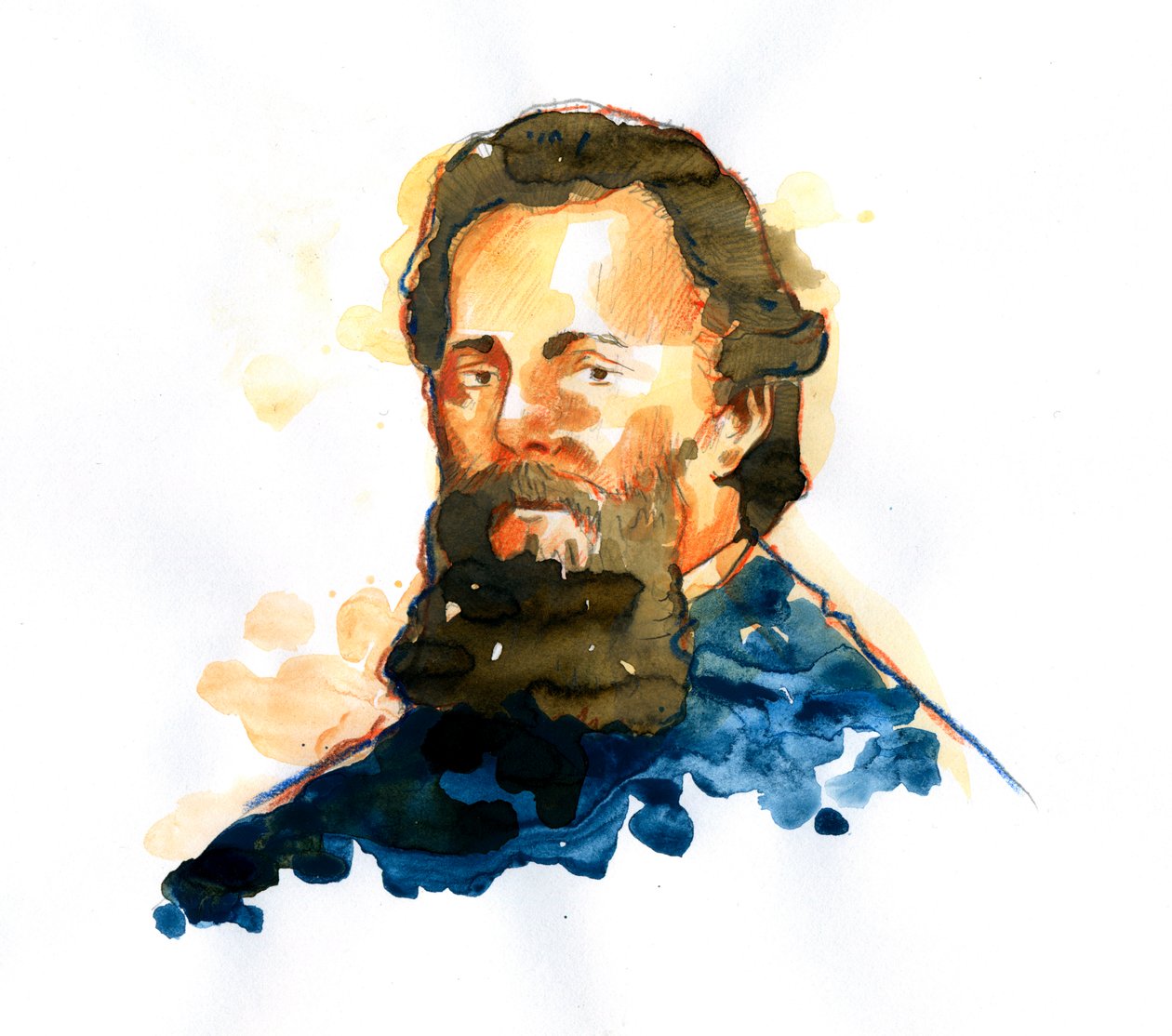 Portrét Hermana Melvilla (1819-1891) esejista a americký básník (Portrét amerického romanopisce Hermana Melvilla) od Alessandro Lonati