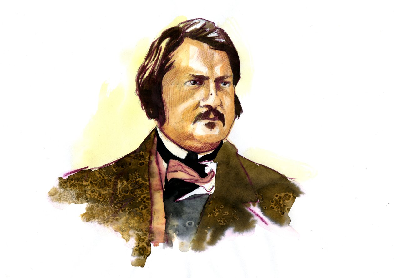 Portrét Honore Balzaca (1799 - 1850), francouzského spisovatele (Portrét francouzského spisovatele Honore de Balzaca) od Alessandro Lonati