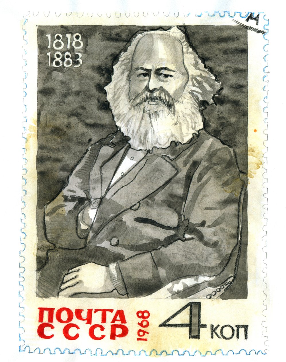 Muotokuva Karl Marxista (1818-1883), filosofista ja politiikan teoreetikko od Alessandro Lonati