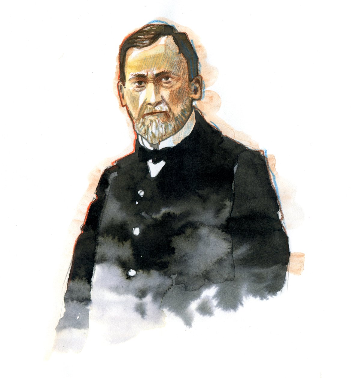 Portrét Louise Pasteura (1822-1895) vědce francaise (Portrét Louise Pasteura, francouzského chemika a mikrobiologa proslulého svými objevy principů vakcinace, mikrobiální fermentace a pasterizace) Ilustrace Alessandro Lonat od Alessandro Lonati