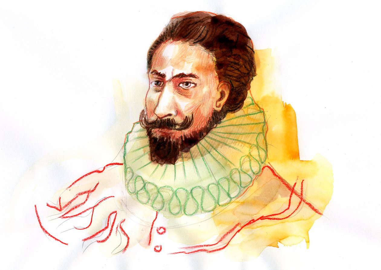 Portrét Miguela de Cervantes Saavedra (1547-1616) (Portrét španělského spisovatele Miguela de Cervantes Saavedra) od Alessandro Lonati