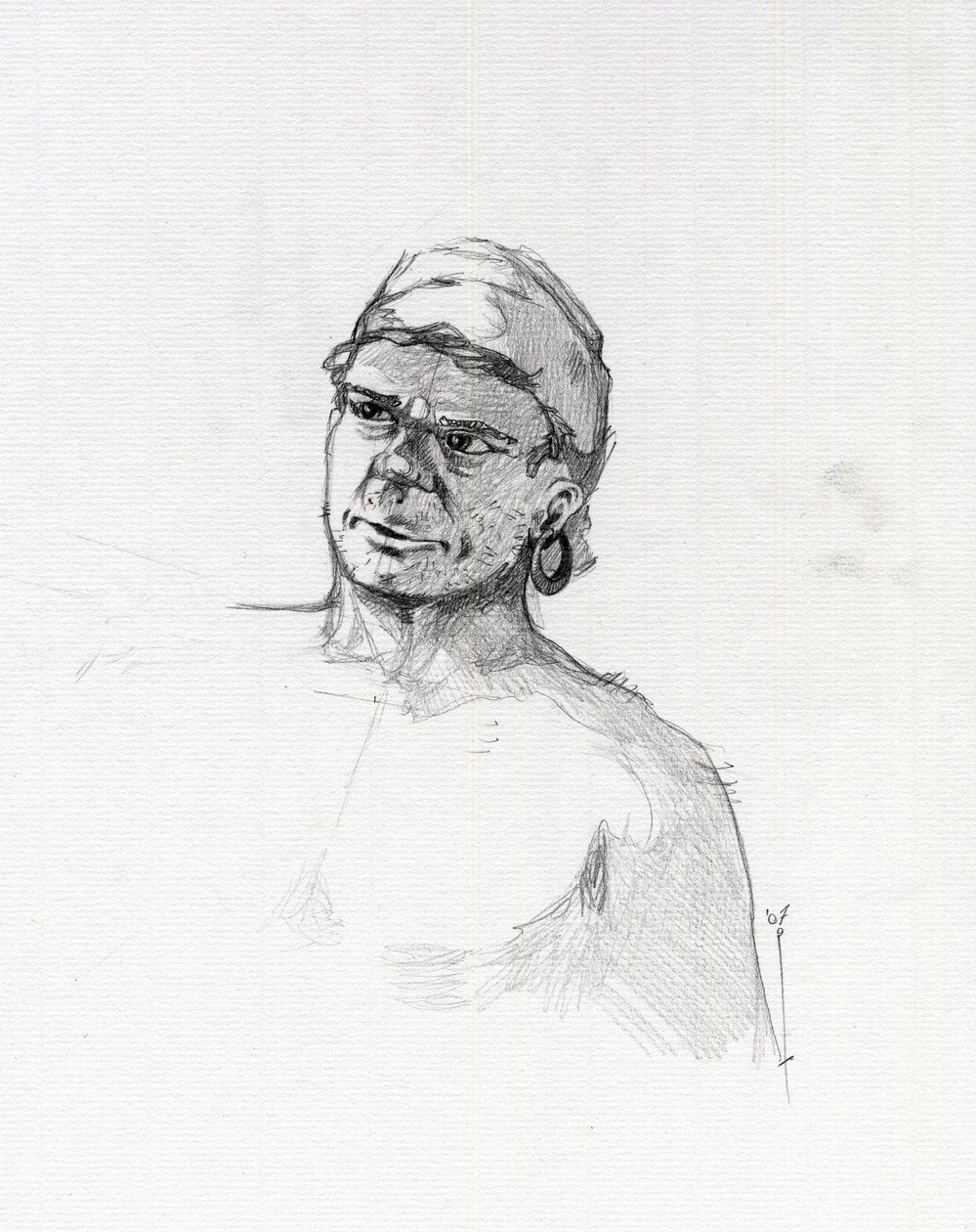 Portrét piráta (soukromníka) nebo busta námořníka. Kresba Alessandro Lonati. od Alessandro Lonati