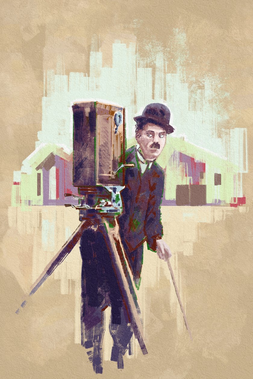 Portrét herce a režiséra Charlieho Chaplina (ilustrace) od Alessandro Lonati