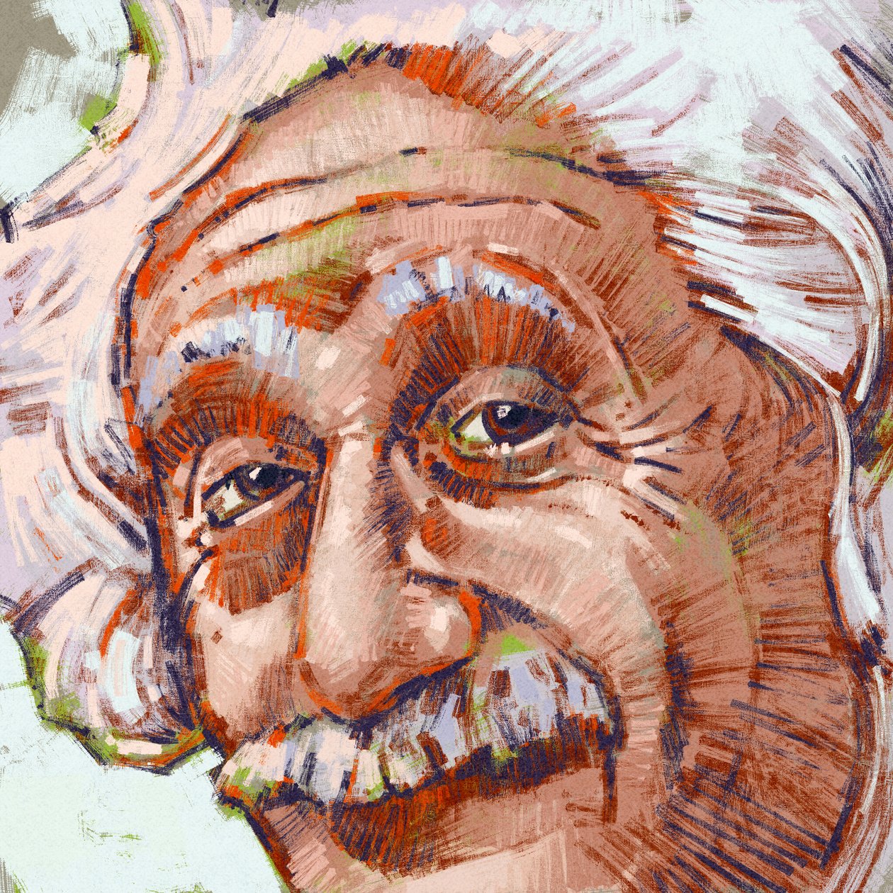 Portrét vědce Alberta Einsteina (ilustrace) od Alessandro Lonati