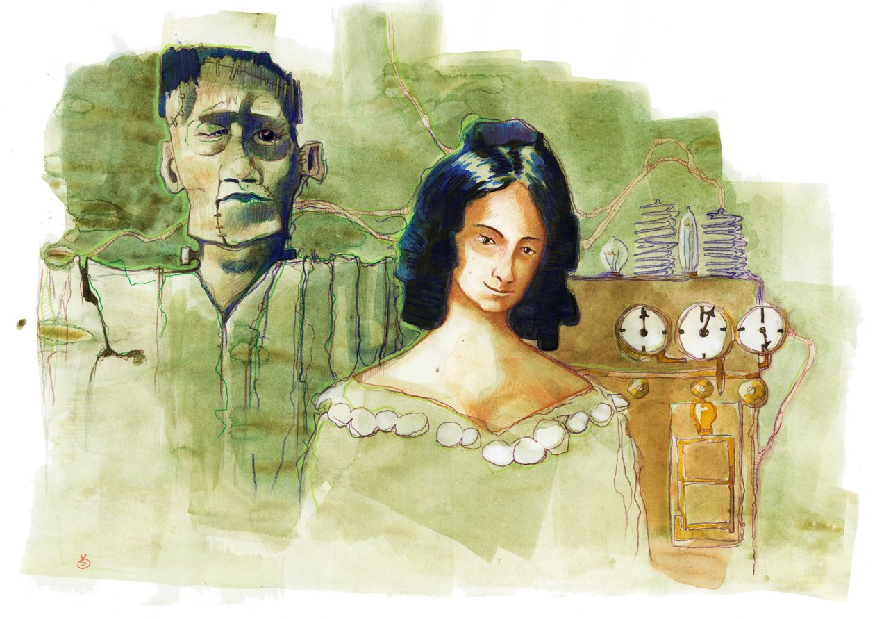 Portrét anglické spisovatelky Mary Shelley (1797-1851), autorky „Frankenstein or the Modern Promethee“ (Portrét britské romanopisky Mary Shelley) od Alessandro Lonati