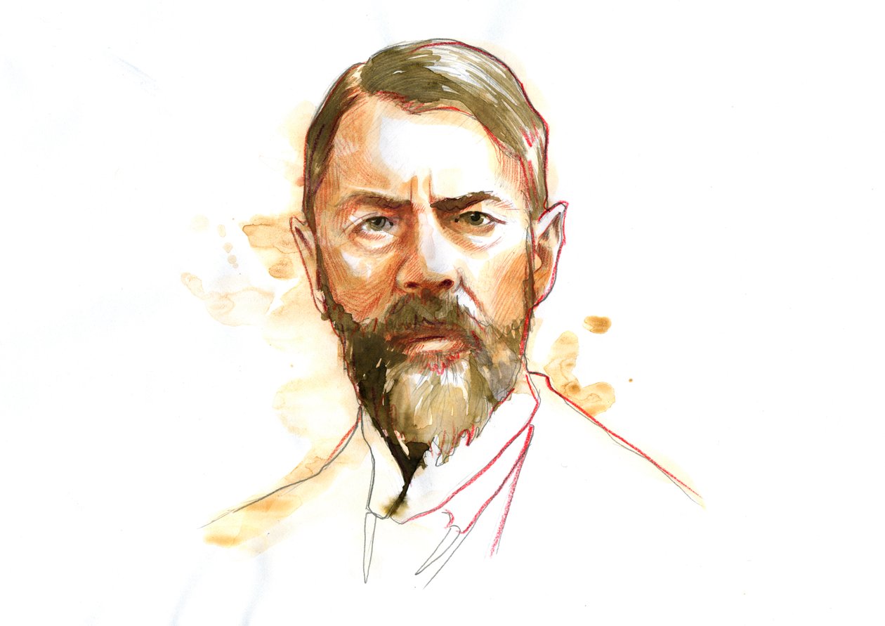 Portrét německého sociologa Maxe Webera (1864 - 1920) (Max Weber německý sociolog, filozof, právník a politický ekonom) od Alessandro Lonati