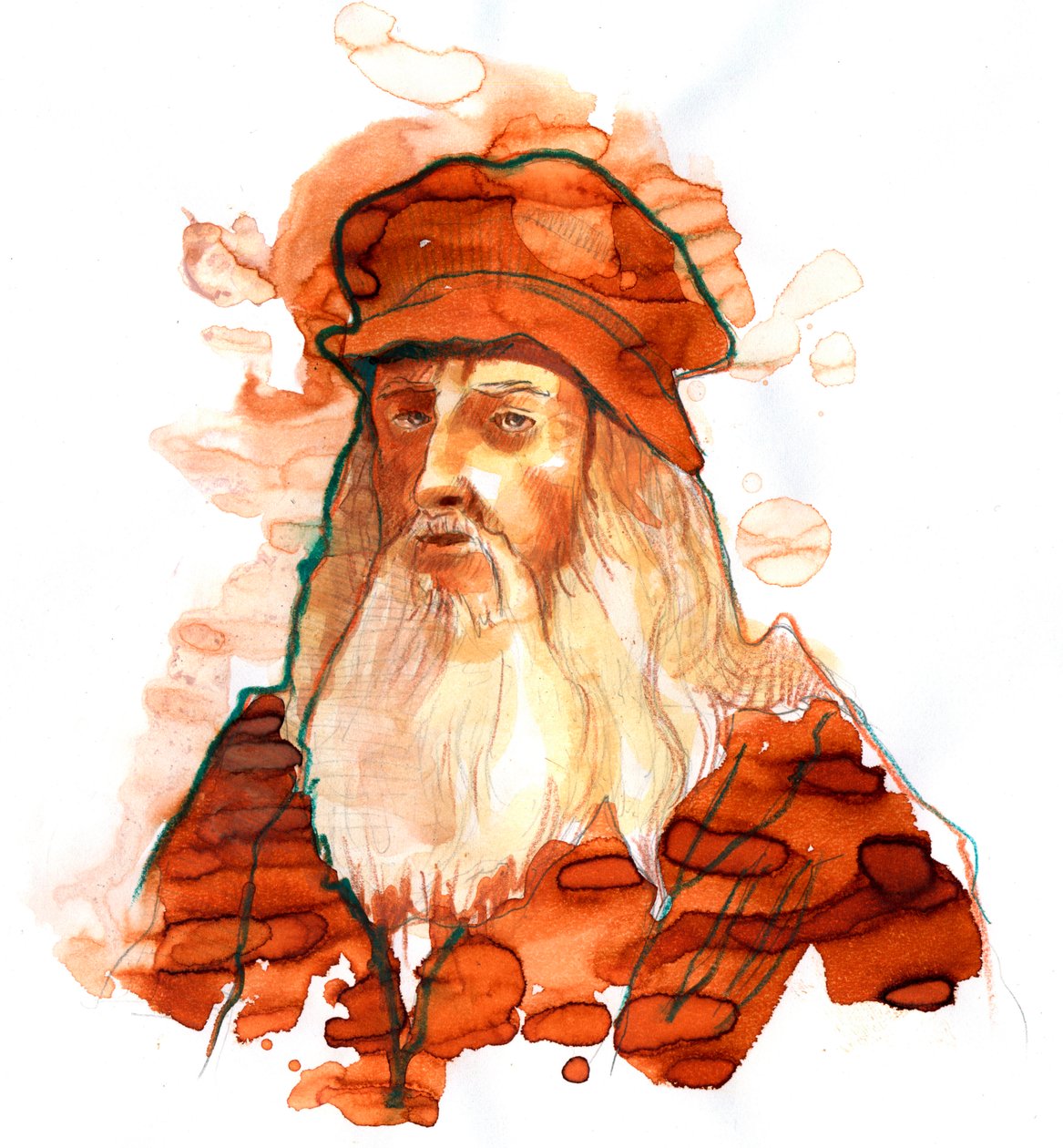 Portrét italského umělce a vědce Leonarda de Vinci (Leonardo da Vinci) (1452-1519) (Portrét Leonarda da Vinci italského polymatika) od Alessandro Lonati