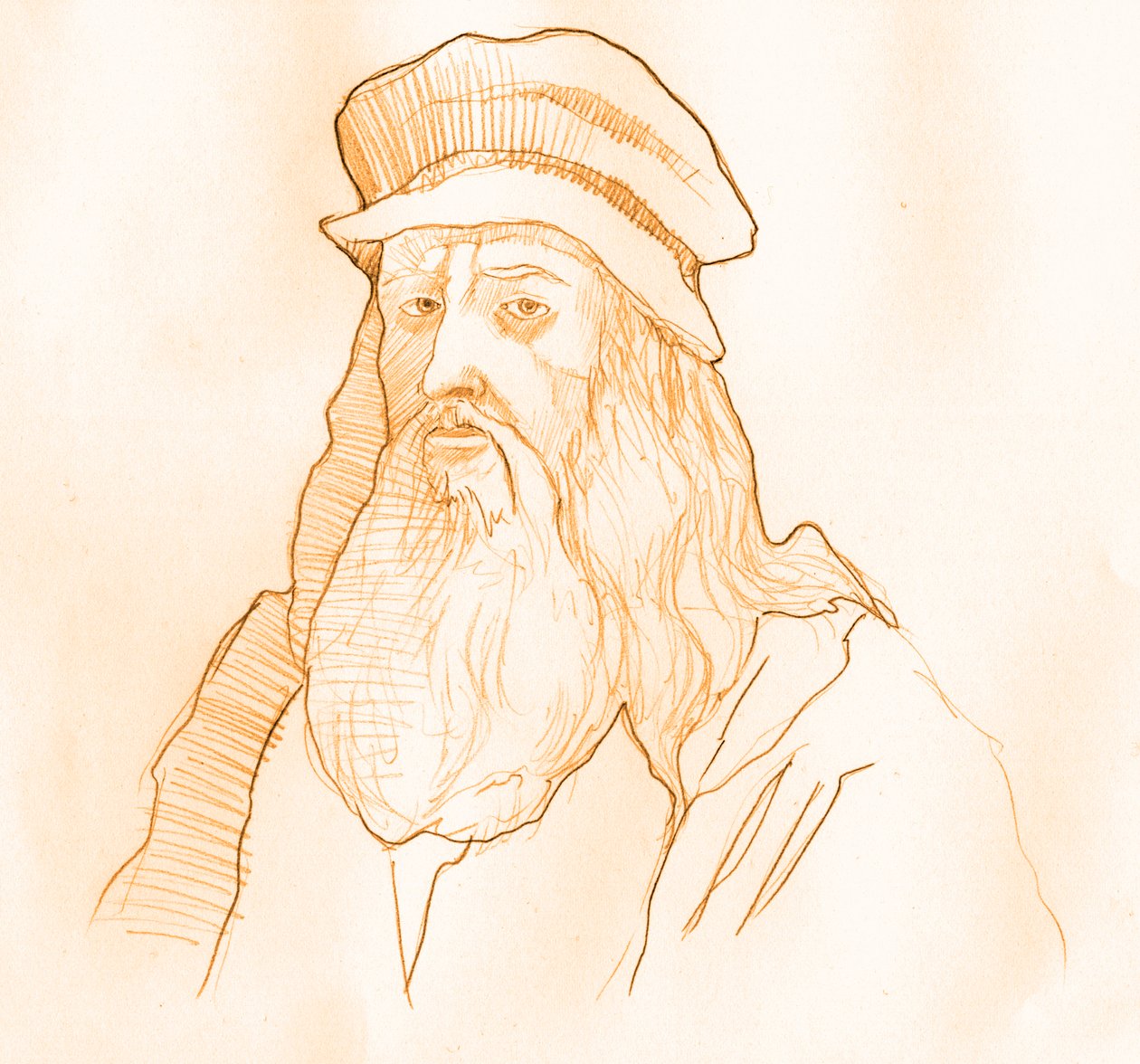 Portrét italského umělce a vědce Leonarda de Vinci (Leonardo da Vinci) (1452-1519) (Portrét Leonarda da Vinci italského polymatika) od Alessandro Lonati