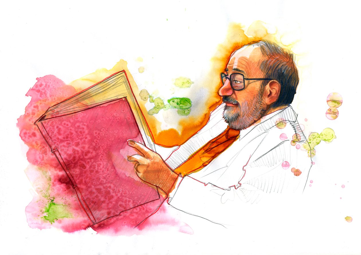 Italian intellektuellin Umberto Econ muotokuva (1932-2016) od Alessandro Lonati