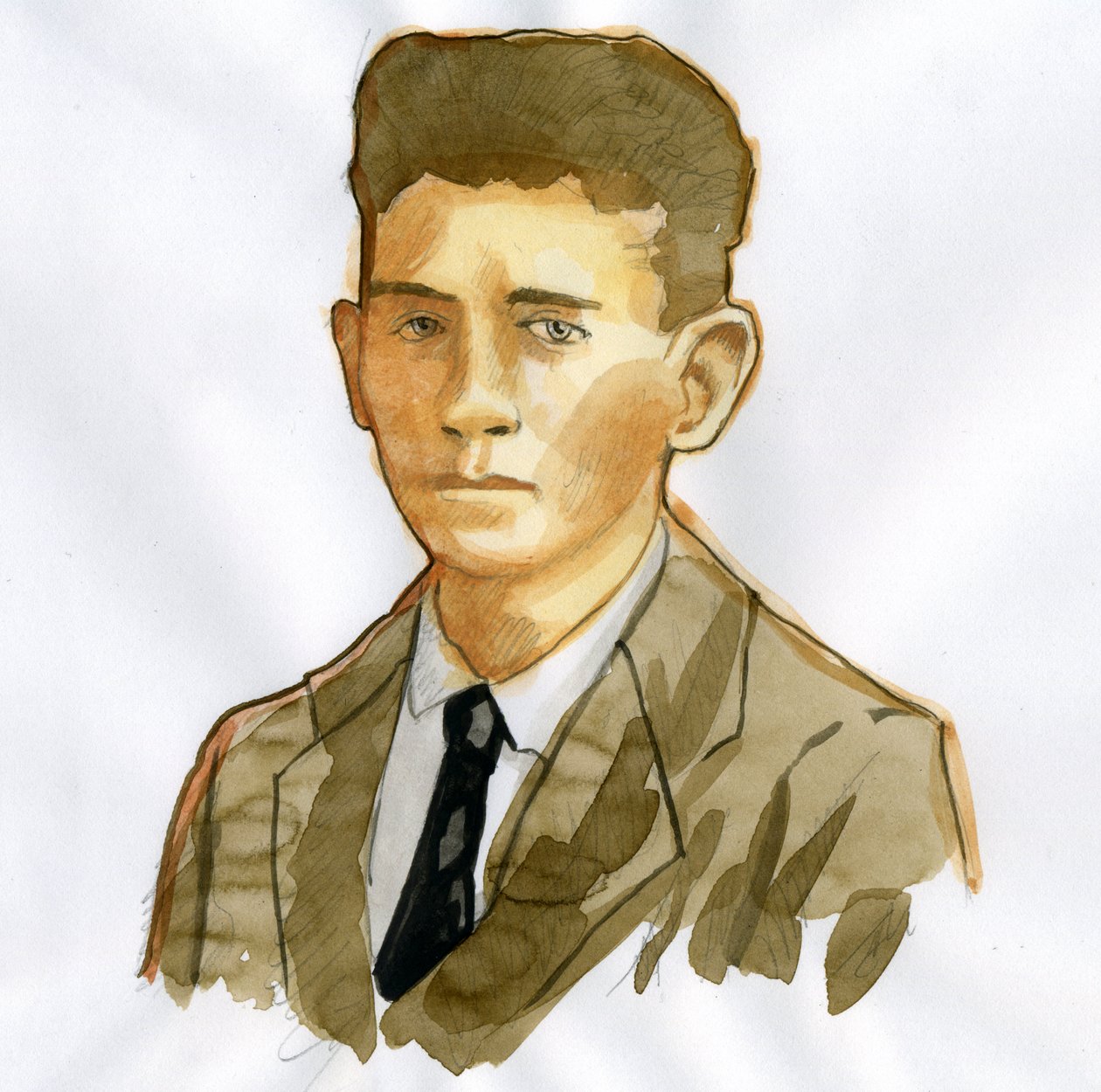 Portrét pražského spisovatele Franze Kafky (1883-1924) (Portrét německy píšícího spisovatele románů Franze Kafky) od Alessandro Lonati