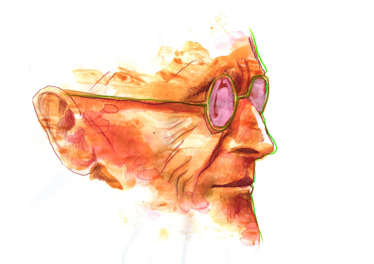 Muotokuva kirjailija Hermann Hessen (1877-1962) Piirustus od Alessandro Lonati