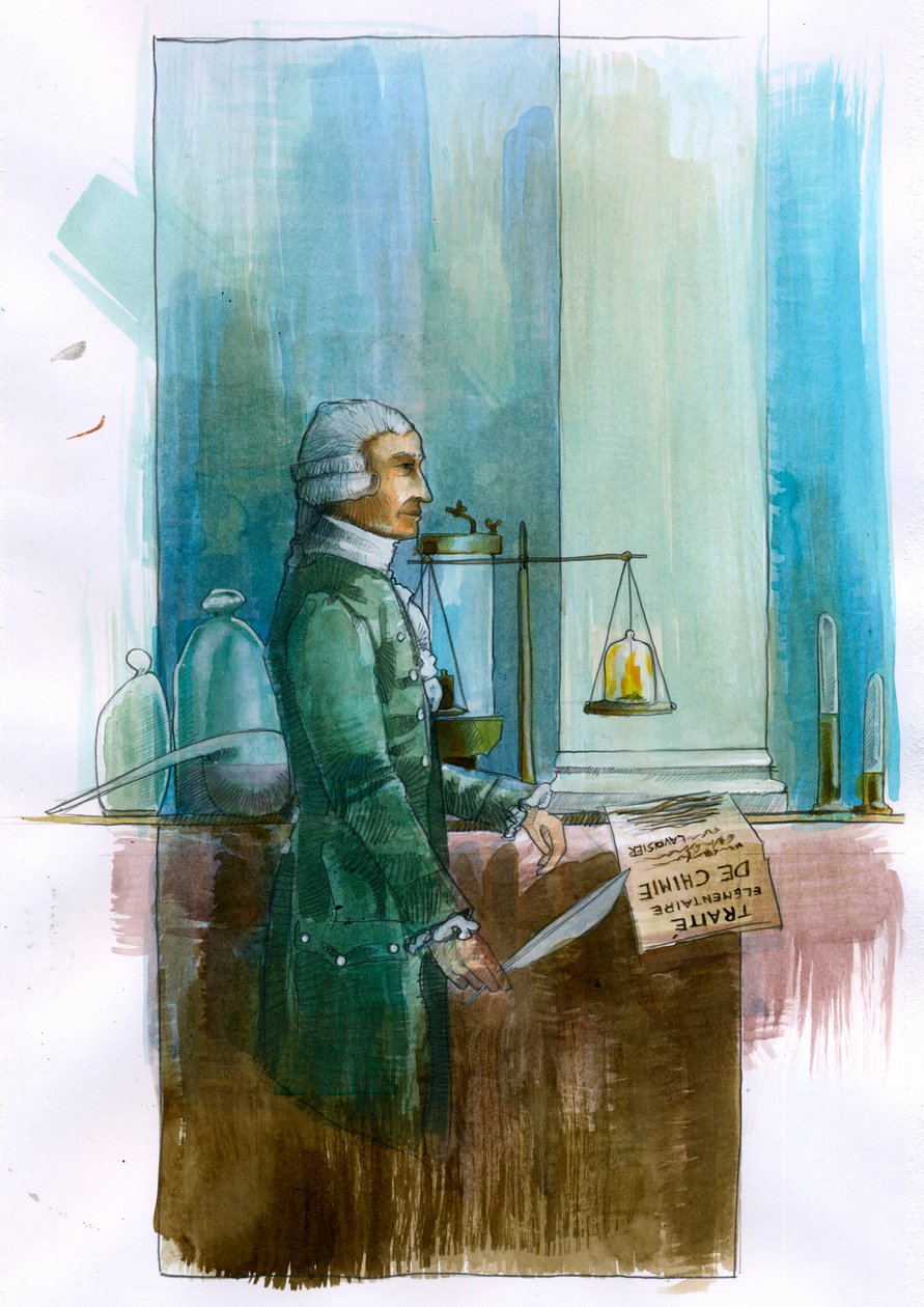 Reprezentace Antoina Lavoisiera (1743-1794) Francouzský chemik, filozof a ekonom (Portrét francouzského šlechtice a chemika Antoina Lavoisiera) Ilustrace Alessandro Lonati od Alessandro Lonati