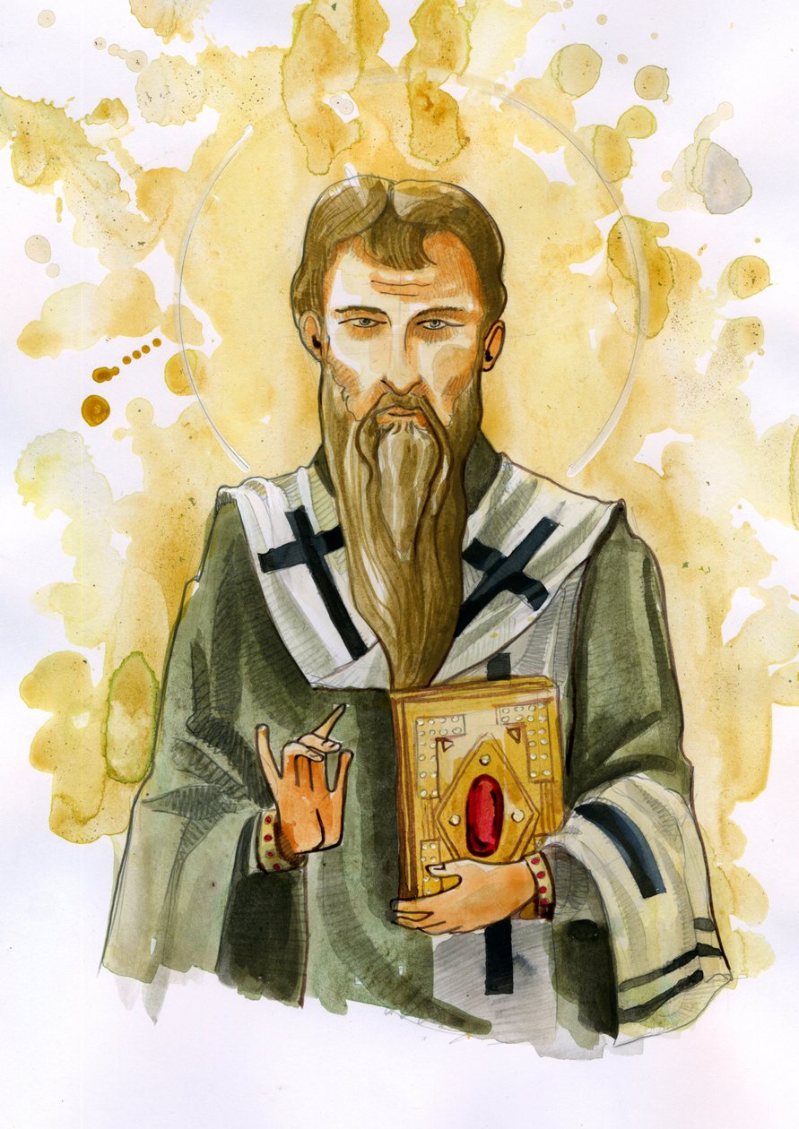 Basilika Kesarealainen tai Pyhä Vasilis Suure (329-379) - kuvitus: Alessandro Lonati od Alessandro Lonati