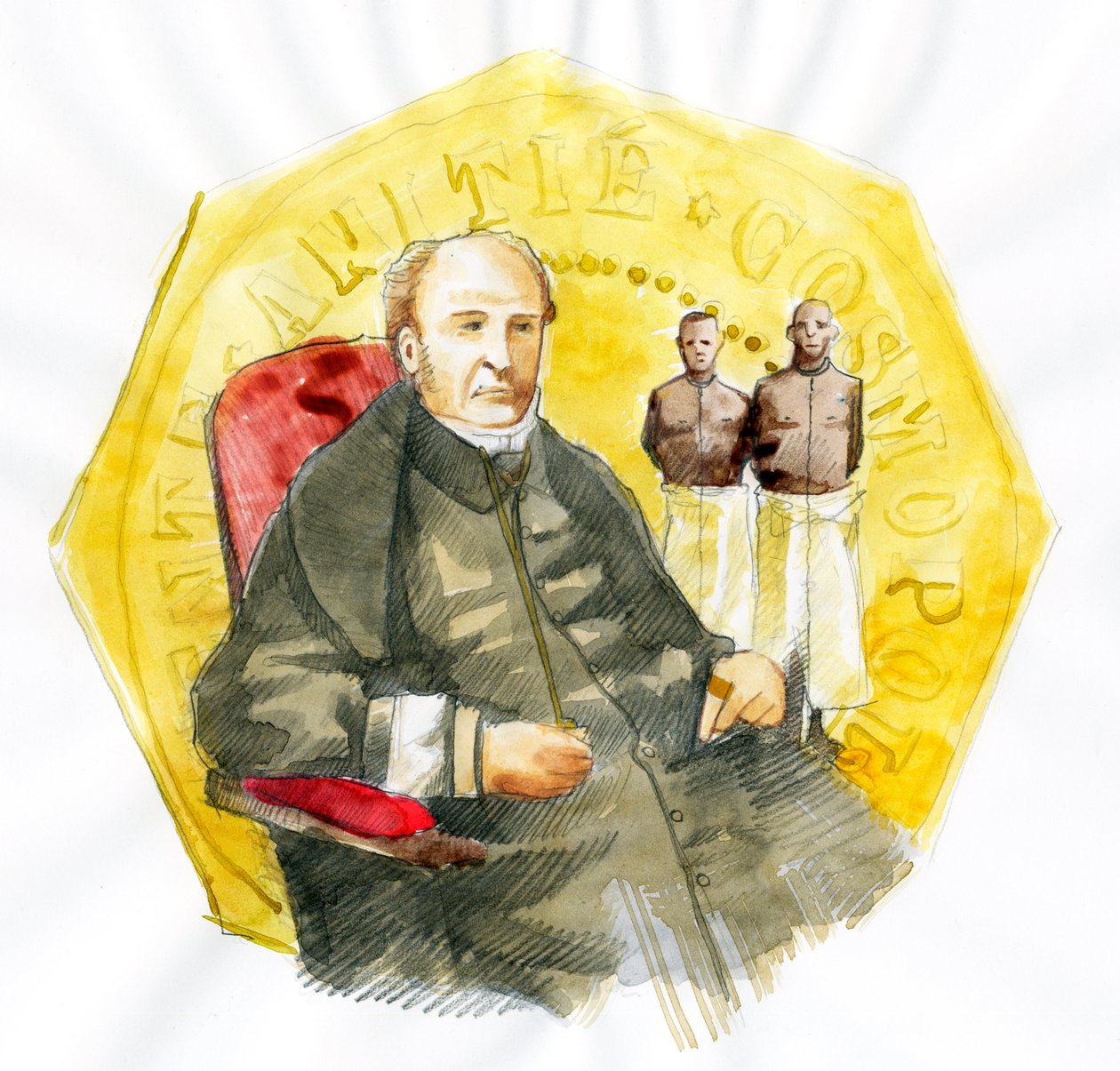 Reprezentace Victora Schoelchera (1804-1893) francouzského politika (Portrét francouzského abolicionistického spisovatele Victora Schoelchera) Ilustrace Alessandro Lonati od Alessandro Lonati