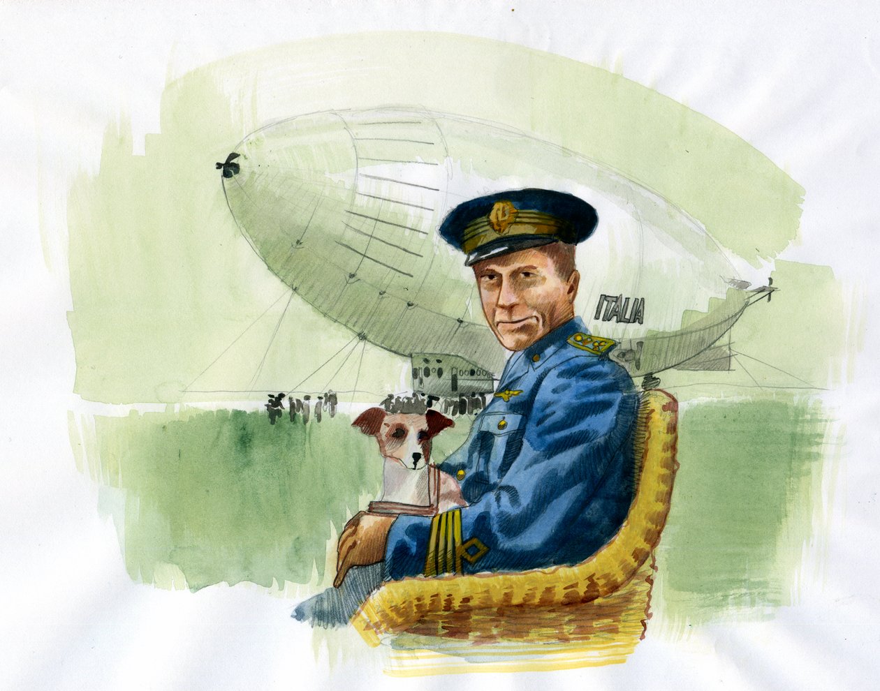 Reprezentace italského leteckého inženýra a průzkumníka Umberta Nobile (1885-1978) (Portrét italského leteckého inženýra a arktického průzkumníka Umberta Nobileho) Ilustrace Alessandro Lonati od Alessandro Lonati