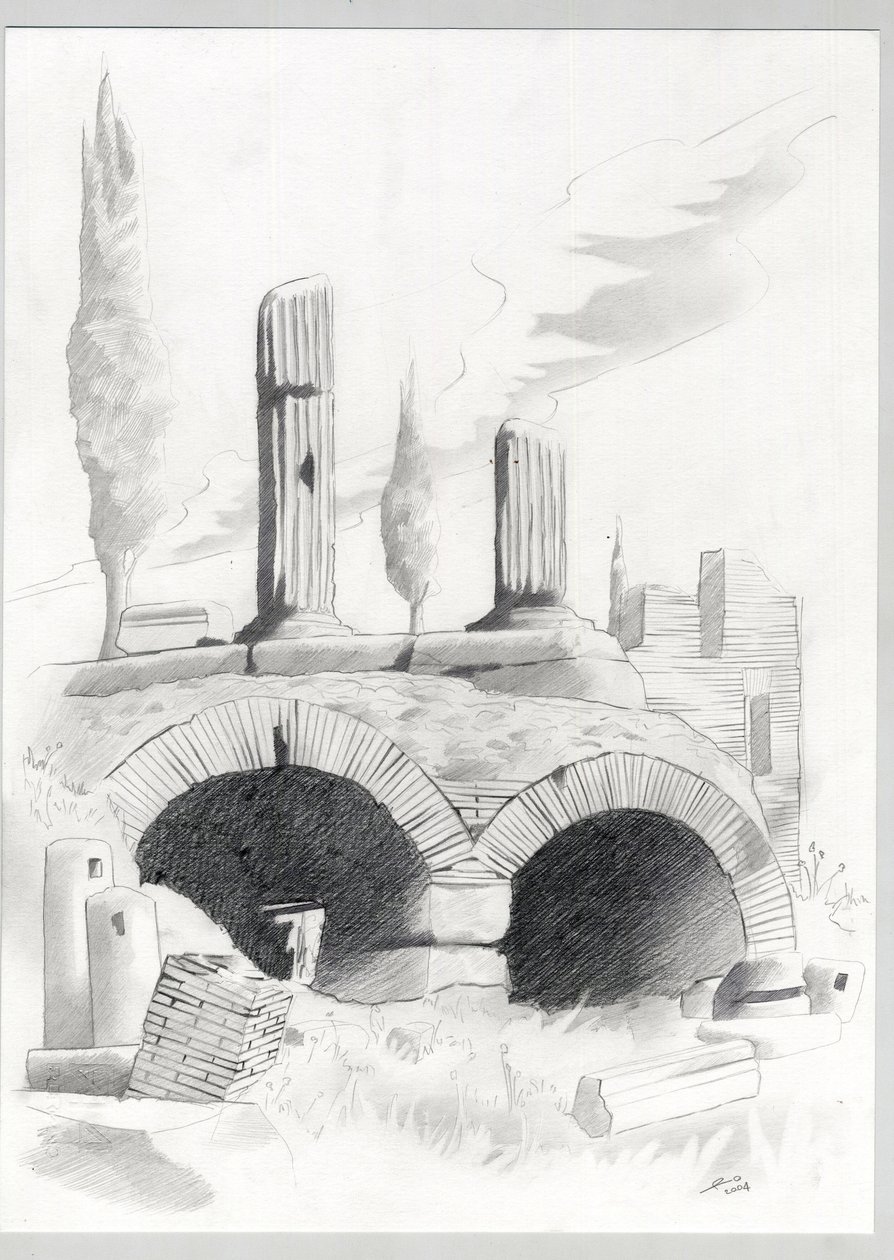 Ruiny římské éry v Římě, Forum (Římské fórum) Kresba Alessandra Lonatiho. od Alessandro Lonati