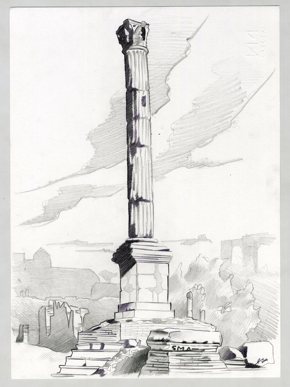 Ruiny římské éry v Římě, Forum (Římské fórum) Kresba Alessandra Lonatiho. od Alessandro Lonati