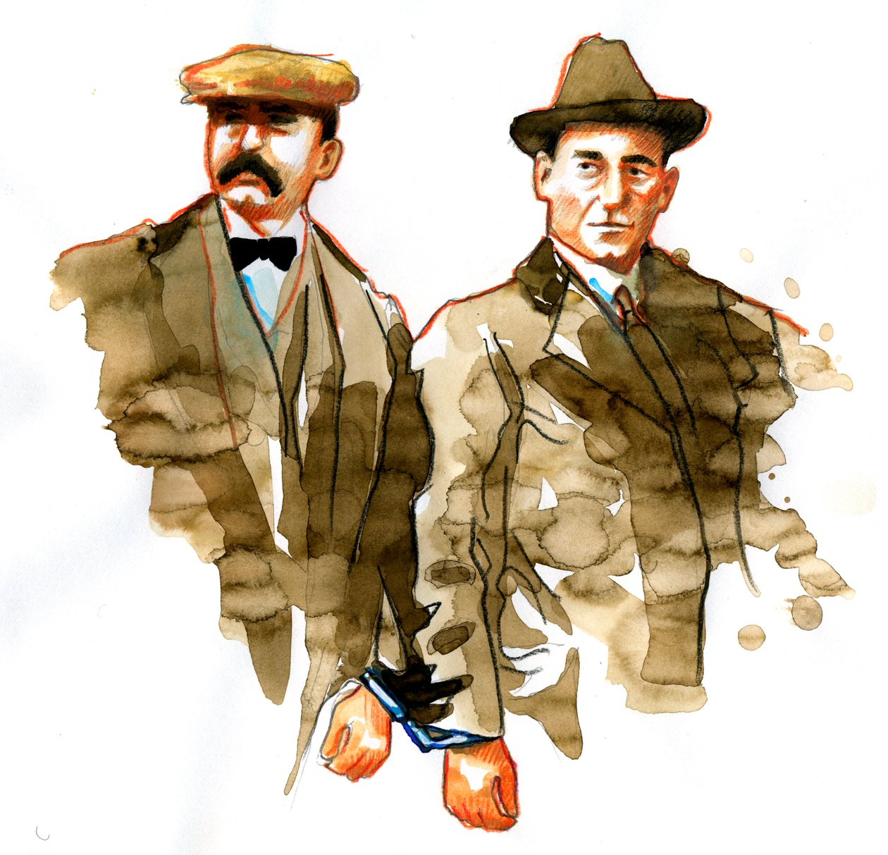 Aféra Sacco a Vanzetti: portrét italských anarchistů Bartolomeo Vanzetti (vlevo) a Nicola Zacco - (Portrét italských anarchistů Bartolomeo Vanzetti (vlevo) a Nicola Sacco) od Alessandro Lonati