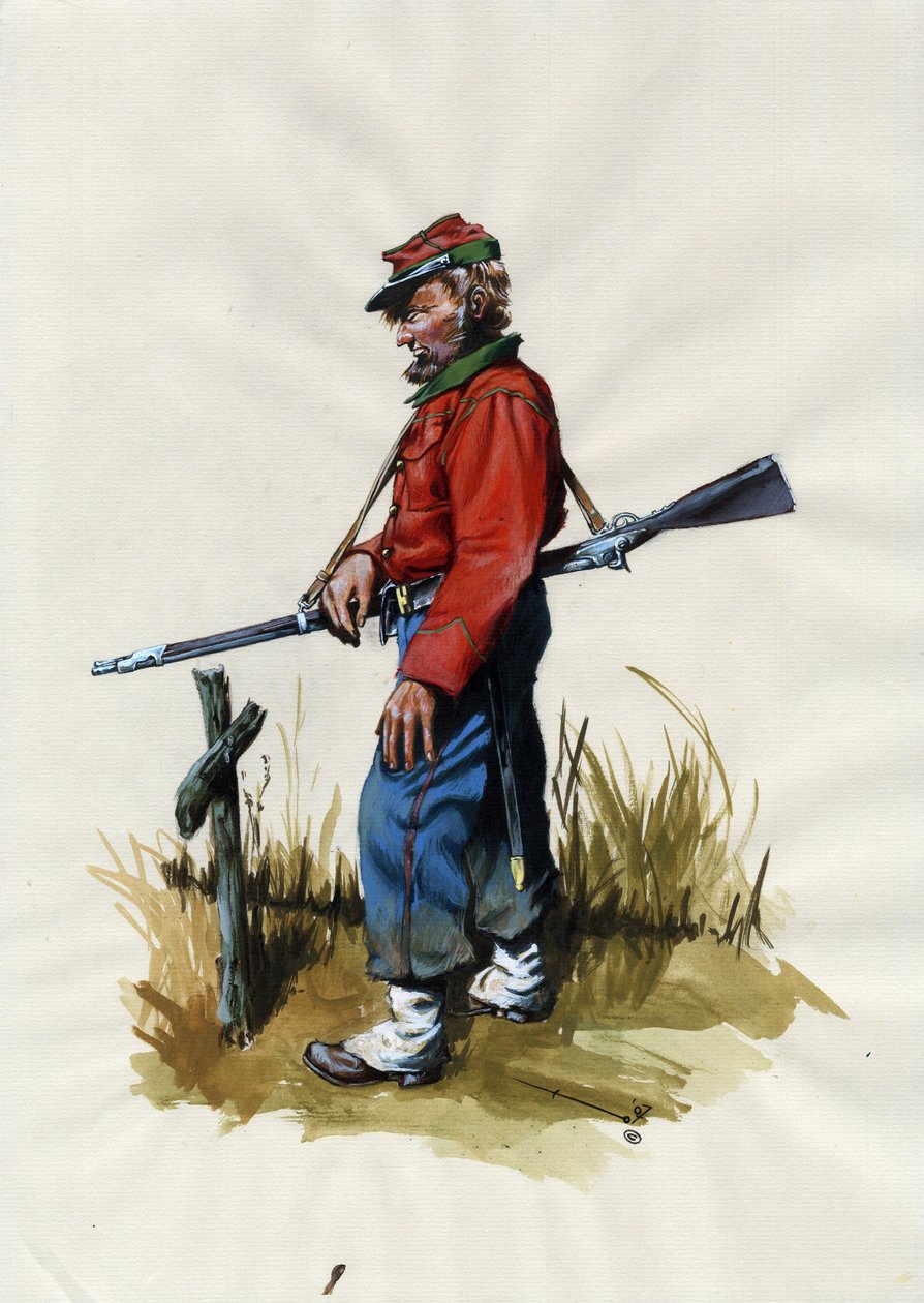 Druhá říše (1852-1870): Italské sjednocení (Risorgimento), dobrovolník garibaldské armády známý jako bojovník „červené košile“ za věc Giuseppe Garibaldi (1807-1882) v Itálii od Alessandro Lonati